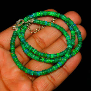 Collier en opale verte naturelle d'Éthiopie, perles rondes lisses, 16 pouces, pour cadeau - Product Image 3