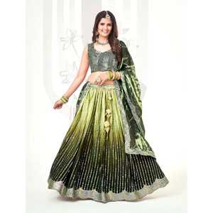 Modelado real Nuevo diseñador Fiesta Lehenga Choli y Dupatta Set LEHENGHA Heavy CHINON Seda INTERIOR Adjunto Micro algodón - Product Image 1