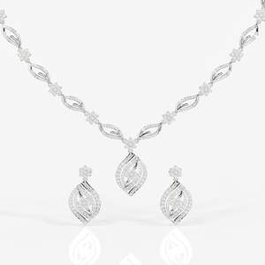Florence Collection 9k Gold Bridal <b>Necklace</b> with Moissanite Diamond Elegant and Luxurious - Product Image 5