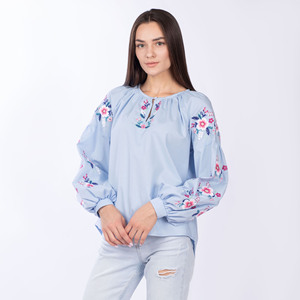 2020 hermosa blusa rumana de longitud media para mujer, bordado de algodón, patrón Floral lavable Natural, informal, Simple, de talla grande - Product Image 5