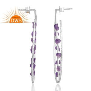 Pendiente colgante de piedras preciosas de amatista Natural de plata de ley de diseño caliente, joyería de diseño personalizado para mujer, regalo para ella - Product Image 2