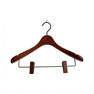 Cintres en <span class=keywords><strong>bois</strong></span> de noyer <span class=keywords><strong>et</strong></span> de hêtre écologiques de qualité supérieure avec pinces en cuivre antique pour l'affichage de la mode de luxe en magasin - Product Image 1