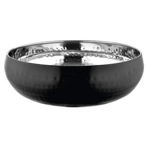 Cuenco belga de acero inoxidable Premium con un exterior martillado en color negro a precios al por mayor - Product Image 1