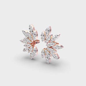 Luxury Marquise Cut Diamond Leaf Cluster Stud <b>Earrings</b> in 18K Rose / Yellow / White Gold | Custom Fine Jewelry Manufacturer - Product Image 2