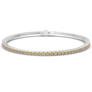 Citrus Lemon Yellow Round Lab Grown Diamond Tennis Bracelet 2 Ct Tw VS Clarity 83 Diamonds 14K <b>Solid</b> <b>Gold</b> Bright Zesty Pop - Product Image 1