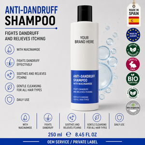 Champú Anticaspa de Marca Privada 250ml OEM |   Champú con Niacinamida para Control de Sebo y Alivio del Picor, para Cabello Graso |   España UE - Product Image 1