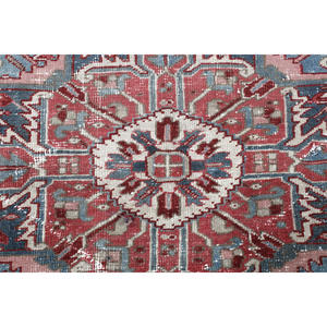 Alfombra Vintage de 7.8x9.4 pies, Alfombra Turca Extra Grande, Alfombra de Lana Geométrica Roja y Azul - Product Image 4