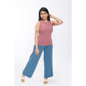 Débardeur élégant violet sans manches pour femmes mélange de polyester col rond coupe extensible léger quotidien et superposition - Product Image 2