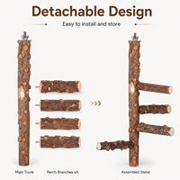 Support de perchoir naturel en bois de poivre pour oiseaux, jouet d'activité multi-niveaux pour cage, vente en gros d'accessoires pour animaux de compagnie