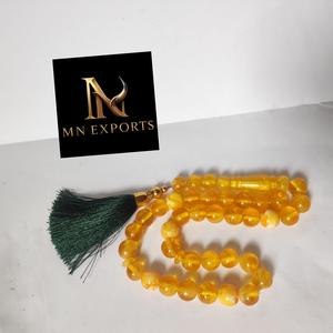 Collier chapelet en résine effet craquelé, fait main, Tasbih arabe, perles de prière musulmanes, décoration d'intérieur ange hibou - Product Image 3