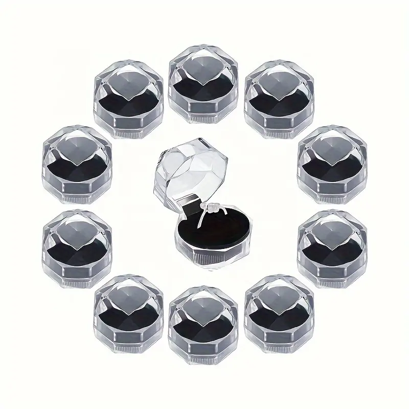 Clear Plastic Ring Box Earrings Jewelry Storage Box Wedding Suggestions Valentine's Day Home Decor Christmas New Year Gift Boxes