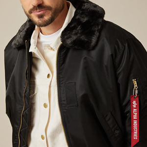Blouson aviateur en toile chauffant professionnel personnalisé pour hommes avec logo à l'avant col montant style High Street pour l'hiver - Product Image 2