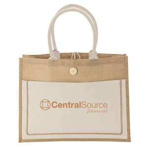 Camden Eco-Friendly <b>Natural</b> Jute Tote <b>Bag</b> Medium Size Reusable Cotton Screen Printed Beach <b>Bag</b> for Advertising Daily Use Gifts - Product Image 3
