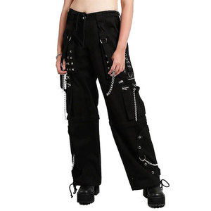 CHAINS <b>BLACK</b> RHINESTONES GOTHIC PUNK WOMEN'S PANTS STRAPS BAGGY ZIP-OFF PANTS TO SHORTS 2026 - Product Image 1