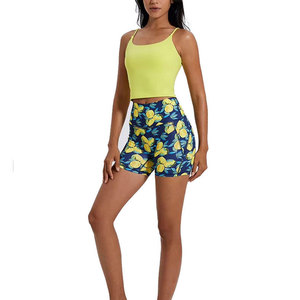 High Waist Yoga Shorts with Pockets for Women Lemon Print Biker Shorts <b>Tummy</b> <b>Control</b> Athletic Running Gym Fitness Summer Wear - Product Image 4