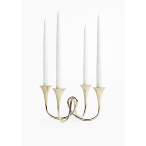 Chandelier à 3 bras en laiton au design élégant, doré, pour bougies coniques, décoration de table, décoration de mariage, support de bougie - Product Image 5