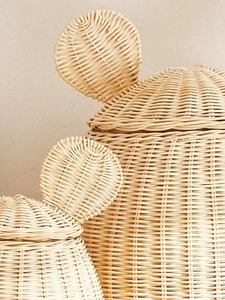 Juego de 2 Cestas de Mimbre en Forma de Oso, Cestas de Almacenamiento Hechas a Mano, Mimbre Natural, Modernas, Multifuncionales, Hechas en Vietnam - Product Image 3