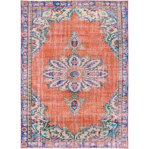 Alfombras de Lana Anudadas a Mano de Gran Tamaño, Diseño de Medallón Rojo y Naranja, para Sala de Estar o Pasillo - Pae-2671 - Product Image 1