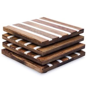 Loon Peak Holder Wood en Brown Beige Wood Coasters pourrait convenir à des titres longs pour le produit montré Ces titres - Product Image 6