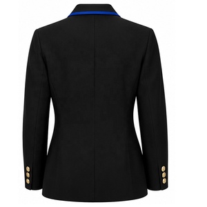 Blazer décontracté noir brodé de l'Université Hamptoon, coupe ajustée, bordure bleue, simple boutonnage, anti-plis, anti-statique - Product Image 5