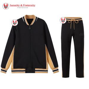 Nouveaux survêtements de sport Alpha Phi à col montant et manches rayées, brodés, 100% polyester - Product Image 4