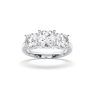 Anillo de compromiso de diamante de moissanita de 1,10 quilates de corte redondo de quilates, Juego de 3 puntas de piedra en platino para mujer - Product Image 5