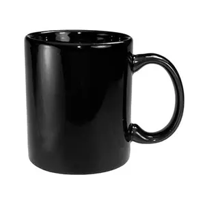 Innovadora taza de satén negro con interior esmaltado negro Taza de gres personalizada Taza de café