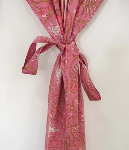 Kimono traditionnel pour femme Robe longue fleur de pêcher imprimé rose avec ceinture Obi taille 6XL fêtes de plage événements formels matériel en tissu - Product Image 4