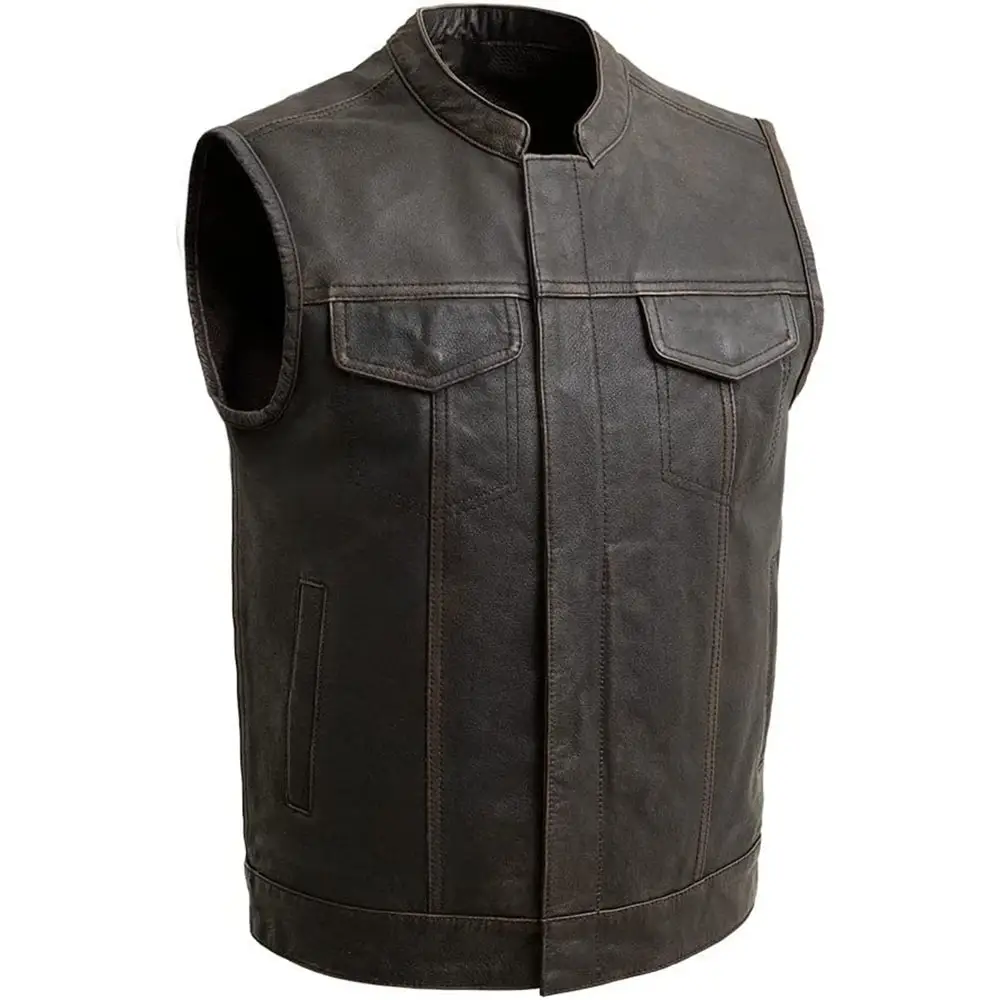 Genuine Leather Biker Motorcycle Vest, Motorbike Vest Made Thick Leather, Leather Motorbike Waistcoat