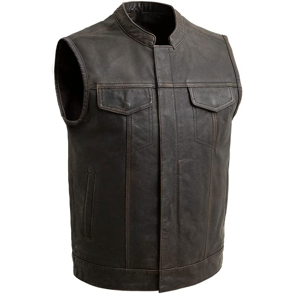 Genuine Leather Biker Motorcycle Vest, Motorbike Vest Made Thick Leather, Leather Motorbike Waistcoat