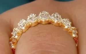 Baguette forme ronde Moissanite bague en diamant belle bague de fiançailles en or jaune 14 carats bague de mariage - Product Image 2