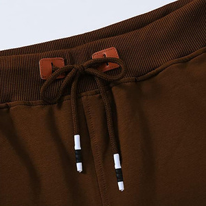 Short de jogging décontracté à la mode pour hommes, en molleton de coton avec décoration en dentelle, logo personnalisable et options vierges - Product Image 3