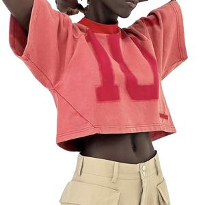 Camiseta Extra Grande de Algodón Grueso Personalizada, Unisex, Estilo Vintage, Lavada al Ácido, Decolorada por el Sol, Estilo Retro, Corte de Camiseta de Fútbol, Camiseta Corta Cuadrada para Hombre - Product Image 4