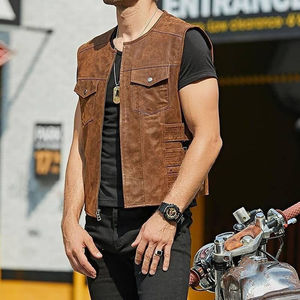 Top vente gilet en cuir d'hiver de Style Unique avec bouton décoration Logo personnalisé respirant coupe-vent décontracté courte longueur bas prix - Product Image 4