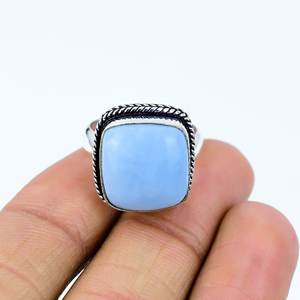 Bague en argent avec opale d'Owyhee naturelle, forme œil coussin, sertie à griffes, bijou cadeau - Product Image 1