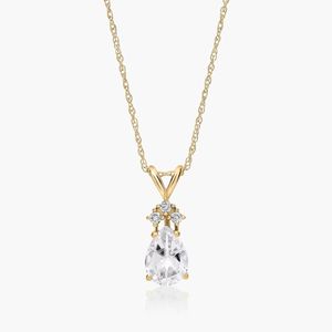 0.85CT Pear Shape White Topaz Pendant <b>Necklace</b> 14K White Gold Birthstone Jewelry Diamond Fine Jewelry OEM ODM Supplier Gift - Product Image 4
