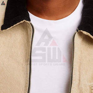 แจ็กเก็ตผ้าฝ้าย100% สำหรับผู้ชายสไตล์ลำลองสีพื้นด้านหน้าปรับแต่งโลโก้ระบายอากาศน้ำหนักเบาบาง - Product Image 4