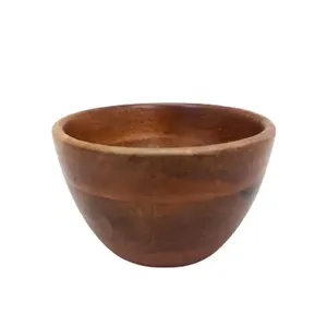 Ensaladera de madera de mango redondo de estilo europeo, cuenco de fruta, producto exquisito listo para la exportación para uso doméstico en hoteles o restaurantes - Product Image 3