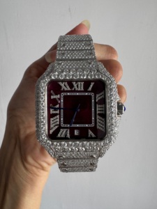 นาฬิกาคลาสสิกหรูหราสำหรับผู้ชายพร้อมหน้าปัดเพชรมอยส์ซอไนต์และสายสแตนเลสที่ทนทาน - Product Image 2