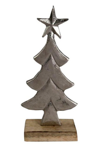 Arbre en aluminium fini argent sur socle en bois Artisanat en métal Fait à la main Pièce maîtresse de table en aluminium décorative à bas prix - Product Image 4