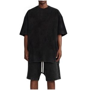 2025 Nueva camiseta Vintage de algodón lavado camisetas negras de gran tamaño con estampado Digital lavado con ácido camisetas gráficas conjunto doble - Product Image 6