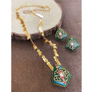 สร้อยคอชุบทองสำหรับงานแต่งงานสำหรับผู้หญิงชุดจี้พร้อมต่างหูสร้อยคอชุบทองสำหรับงานแต่งงานดีไซน์สวย - Product Image 1