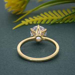 Élégant IGI Certifié VVS 1Ct Lab Grown Diamant Plaqué Or 925 Argent 6 Prong Solitaire Bague de Fiançailles Fine Bijoux Pour Femmes - Product Image 2