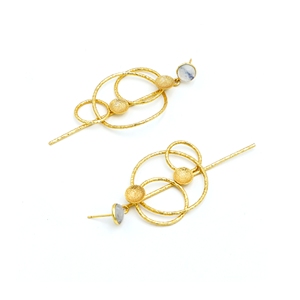 ทำด้วยมือ Dua 18K ทองเหลืองชุบทองรุ้งมูนสโตนหล่น | งานแต่งงานแบบไม่มีตัวตนที่ทันสมัยสำหรับผู้หญิง | Jaipur exporter - Product Image 3