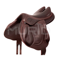 Nouvelle Selle de Dressage et de Saut d'Obstacles Anglaise de Luxe en Cuir Véritable avec Arceau en Bois, Confort Optimal, Quincaillerie en Acier Inoxydable, Tailles pour Chevaux