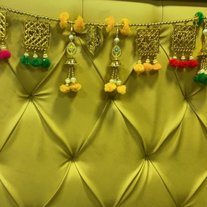 Indian Toran Door Hanging Boho Vintage Art Deco Butterfly Pompom para Diwali Wedding Pooja Home Wall Decor Tassel Flower Plant - Product Image 1