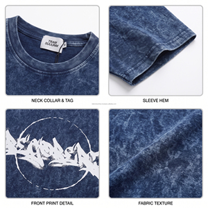 เสื้อยืดโอเวอร์ไซส์ทรงหลวมไหล่ตก ผ้าฝ้ายคุณภาพสูง 100% สไตล์สตรีทแวร์ พิมพ์ลายโลโก้ตามสั่ง ซักย้อมสีแบบแอซิดวอช ผ้าหนา สำหรับผู้ชาย - Product Image 6
