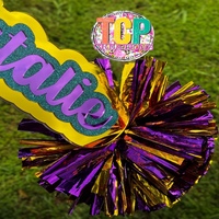 Bastón de Animación Personalizado con Pompones, Agitadores de Animación con Nombre Personalizado, Accesorio para Juegos Deportivos Escolares, Eventos y Reuniones de Animación
