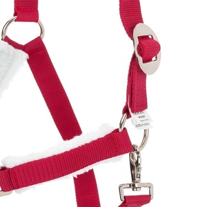 Cabestro de Carreras de Caballos de nailon rojo superventas con relleno de forro polar de visón blanco cómodo caballo Halter ajustable - Product Image 3