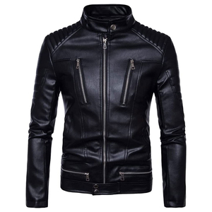Chaqueta de Cuero y Lona de Alta Calidad para Hombre, Estilo Clásico Moderno, Cuello Alto, Suave, Duradera, Ideal para Invierno, Estilo Urbano, con Logotipo Frontal - Product Image 1